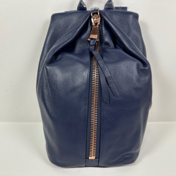 Aimee Kestenberg TAMITHA Leather Backpack Navy with Rose Gold Accents  EXCELLENT - Picture 1 of 15